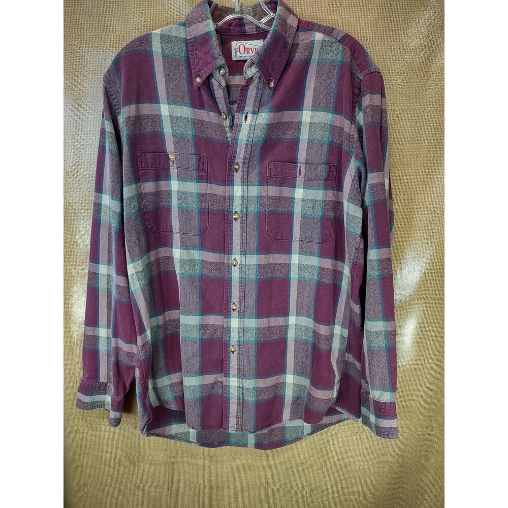 Orvis The perfect flannel plaid button down mens size Medium made in usa